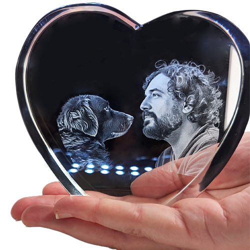 3D Glasfoto Herz ohne Spitze